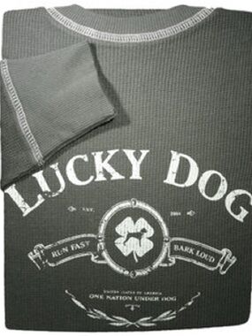 Lucky Brand Olive Green 'Lucky Dog Dad” Graphic Thermal Pullover